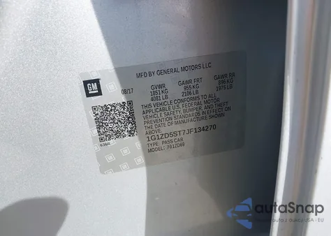 2018 Chevrolet Malibu Lt из США, поврежденный, VIN 1G1ZD5ST7JF134270